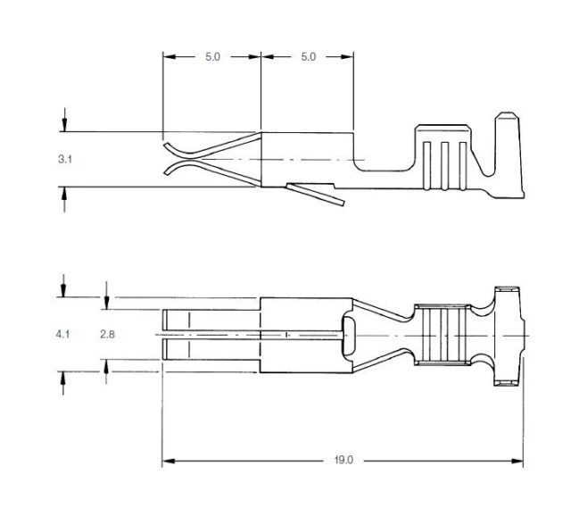 АМР 925595-1. Контакт гнездовой 2,8 мм. Датчик скорости, разъём тахографа