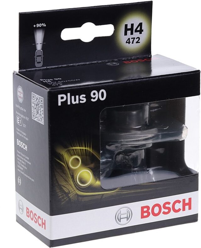 Лампа H4 12V 60/55W Plus 90 1987301074 комплект 2 шт. (BOSCH)