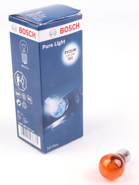 Лампа 12V PY21W BAU15s желтая Pure Light 1987302213 (Bosch)